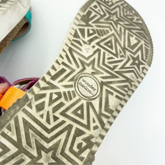 Wonder Nation Colorblock pink orange purple teal Velcro cheetah print sandals - Picture 5 of 6